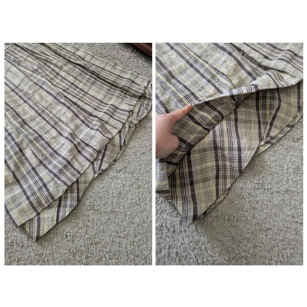Lilith Heavy Linen Plaid Bubble Skirt Womens M/40 Brown-Yellow Prairie Lagenlook